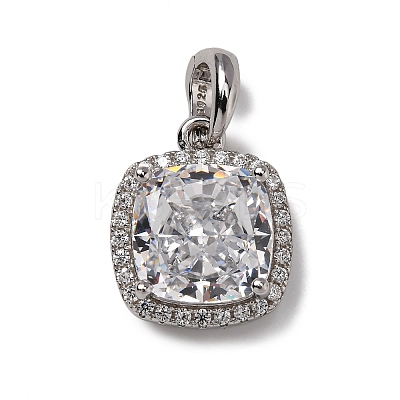 925 Sterling Silver Pave Clear Cubic Zirconia Pendants STER-F063-01A-01-1