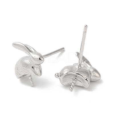 Rhodium Plated 925 Sterling Silver Stud Earring Findings STER-M114-21P-1