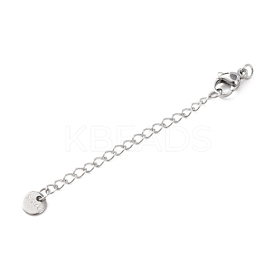 304 Stainless Steel Chain Extender with Flat Round Charms STAS-G383-05P-1