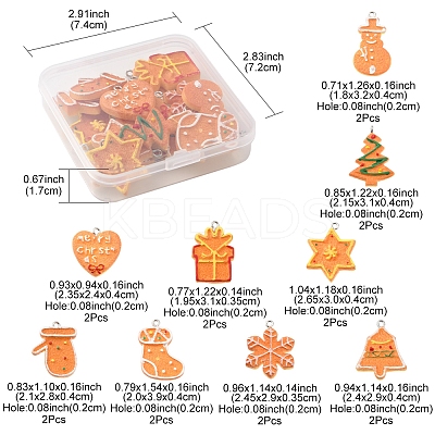 18Pcs 9 Styles Christmas Theme Opaque Resin Pendants RESI-FS0001-40-1