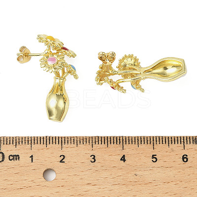 Brass Enamel Stud Earrings LS-EJEW-G438-01G-01-1