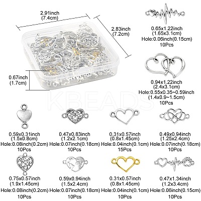 100Pcs 10 Styles Tibetan Style Alloy Connector Charms TIBE-YW0001-32-1