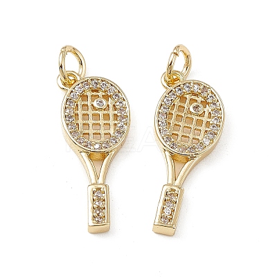Brass Micro Pave Clear Cubic Zirconia Pendants KK-E068-VB143-1