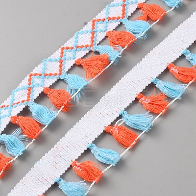 10 Yards Polyester Tassel Ribbon OCOR-WH0101-33B-1
