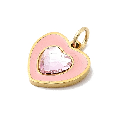 304 Stainless Steel Enamel with Rhinestone Pendants STAS-Z179-38G-02-1