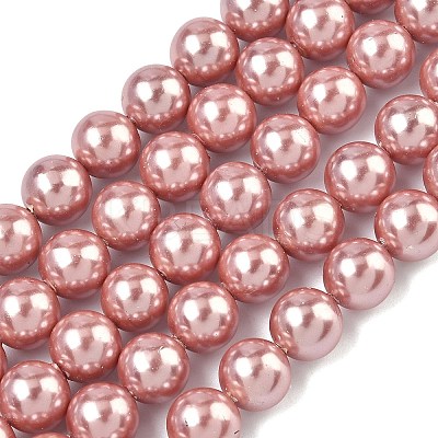 Electroplated Shell Pearl Beads Strands BSHE-G041-8mm-05-1