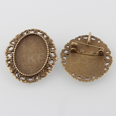 Vintage Alloy Brooch Cabochon Bezel Settings PALLOY-O038-30AB-NF-1