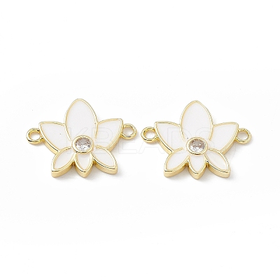 Rack Plating Brass Pave Clear Cubic Zirconia Connector Charms KK-B065-26G-03-1