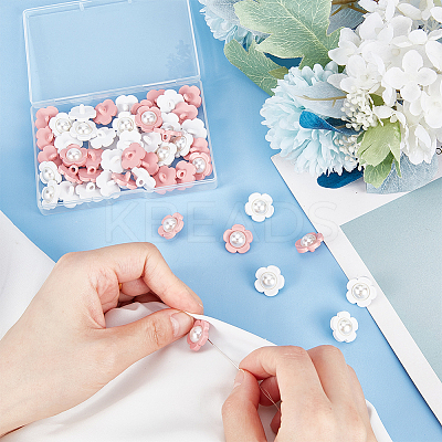 50Pcs 2 Colors 1-Hole Plstic Shank Buttons BUTT-GF0001-16-1