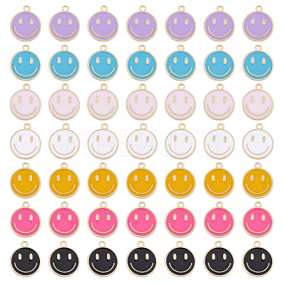 70Pcs 7 Colors Alloy Enamel Pendants ENAM-FH0001-73-1