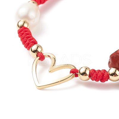 Natural Mixed Stone & Freshwater Pearl Braided Bead Bracelets BJEW-JB08720-03-1