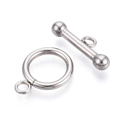 Non-Tarnish 304 Stainless Steel Ring Toggle Clasps STAS-A092-09I-P-1