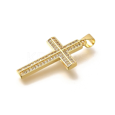 Rack Plating Brass Micro Pave Cubic Zirconia Pendants KK-L226-005G-03-1