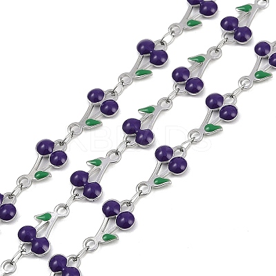 304 Stainless Steel Enamel Cherry Link Chains CHS-M007-01P-03-1
