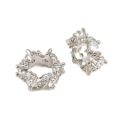 Heartbeat Brass Micro Pave Clear Cubic Zirconia European Beads CU-CBA6A75-22P-1