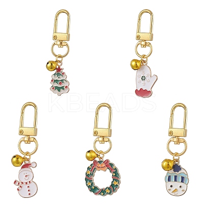 Christmas Theme Alloy Enamel Pendant Decorations HJEW-JM00979-1