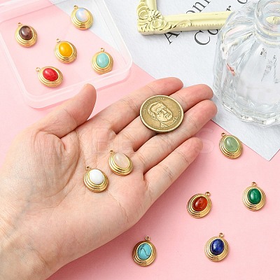 12Pcs 12 Styles Natural Gemstone Pendants STAS-CJ0002-60-1