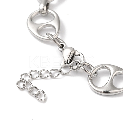 Non-Tarnish 304 Stainless Steel Hollow Teardrop Link Chain Bracelets for Women BJEW-B092-07P-1