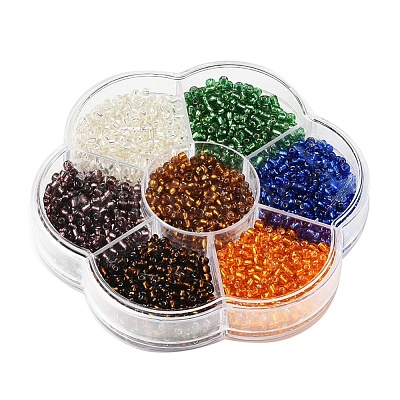7 Colors Glass Round Seed Beads SEED-YW0001-24B-02-1