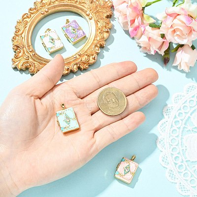 4Pcs 4 Colors Brass Micro Pave Cubic Zirconia Locket Pendants KK-CJ0005-55-1