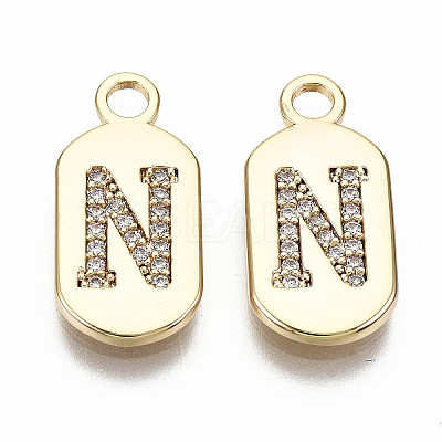 Brass Micro Pave Clear Cubic Zirconia Pendants KK-S360-052N-NF-1