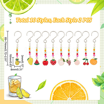 Alloy Enamel Fruit Pendant Decorations HJEW-AB00279-1