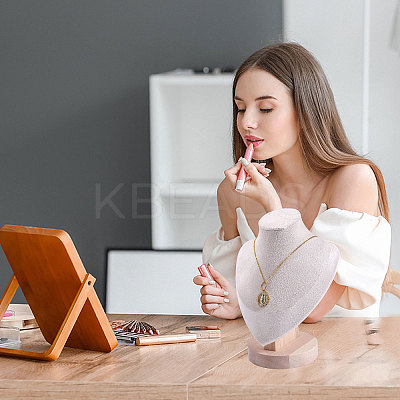 Bust Shaped Wooden Necklace Display Stands NDIS-WH0003-019B-01-1