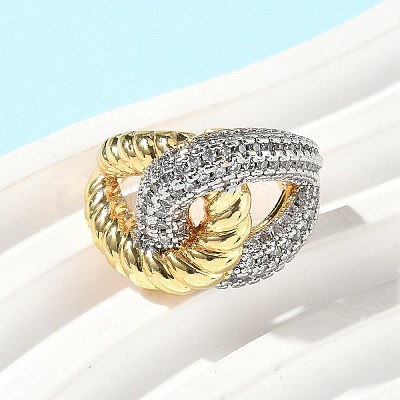 Brass Micro Pave Cubic Zirconia Rings RJEW-D307-04G-B-1