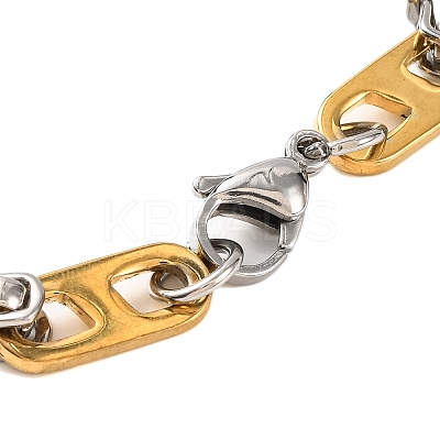 201 Stainless Steel Rectangle Byzantine Chain Bracelets BJEW-B078-111GP-1