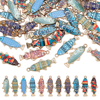 44Pcs 11 Styles Alloy Enamel Pendants FIND-DR0002-23-1