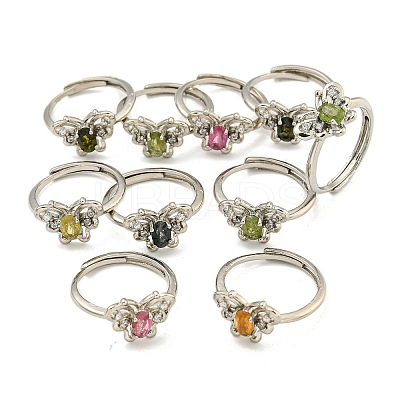 Butterfly Brass Adjustable Rings RJEW-G317-05P-1