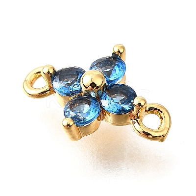 Brass Micro Pave Blue Cubic Zirconia Links KK-D356-06A-G-1