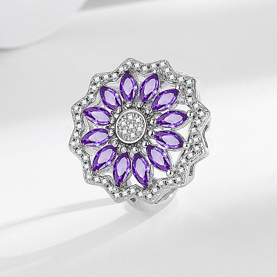 Flower Brass Micro Pave Cubic Zirconia Jewelry Set FS-WG0AAA8-01-1
