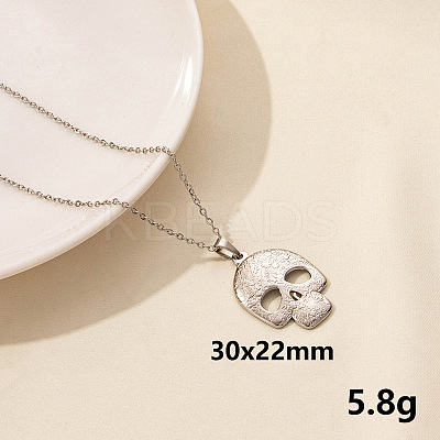 Minimalist Stainless Steel Skull Pendant Necklace for Women RX9725-1-1