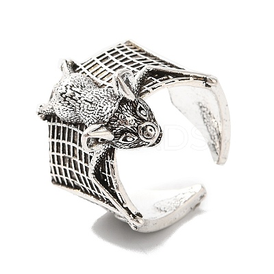 Alloy Bat Open Cuff Rings for Men Women LS-RJEW-G286-02AS-1