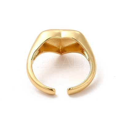 Rack Plating Brass Heart Open Cuff Rings for Women RJEW-C050-03G-1
