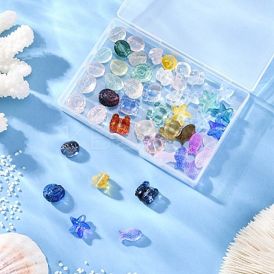 48Pcs 6 Styles Transparent Glass Beads GLAA-FP0001-17-1