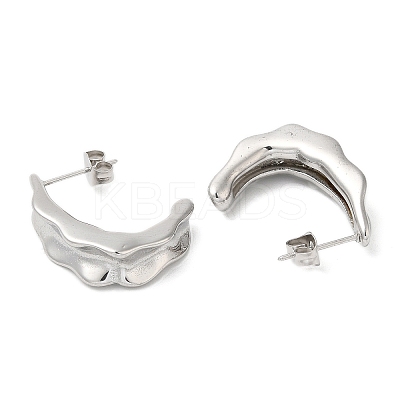 Non-Tarnish 304 Stainless Steel Twist Bean Pod Stud Earrings X-EJEW-B026-13P-1
