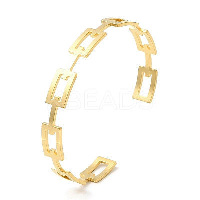 304 Stainless Steel Hollow Rectangle Cuff Bangles LS-BJEW-H322-01G-1