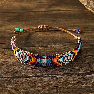 Bohemian Style Geometric Glass Seed Bead Handmade Bracelet for Women HL6362-7-1