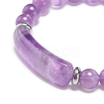 Natural Amethyst Beaded Stretch Bracelet BJEW-JB08879-05-1