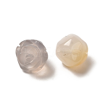Natural Grey Agate Carved Flower Scattered Beads G-O156-B-35-1