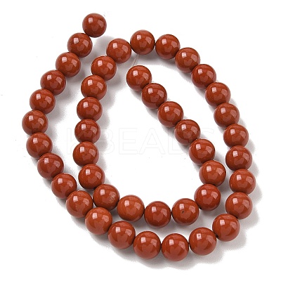 Grade A Natural Red Jasper Bead Strands X-G-P075-36-8mm-1
