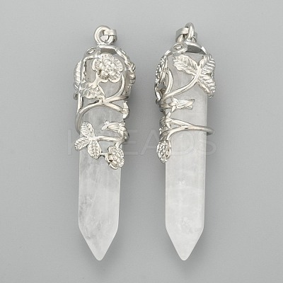 Natural Quartz Crystal Pointed Pendants G-O164-02-P05-1