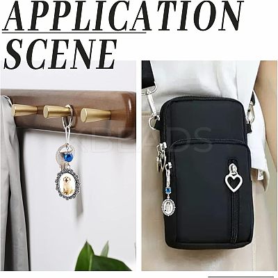 4 Sets 4 Style Glass Pearl Beads & Cabochons Keychain HJEW-FH0001-20-1