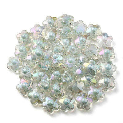 UV Plating Rainbow Iridescent Transparent Acrylic Beads OACR-C007-03E-1