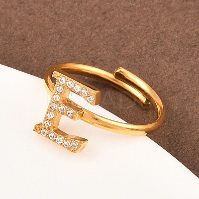 304 Stainless Steel Micro Pave Cubic Zirconia Cuff Open Rings LS-RJEW-D336-01G-07-1