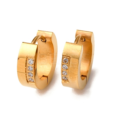304 Stainless Steel Cubic Zirconia Hoop Earrings EJEW-D331-11G-1