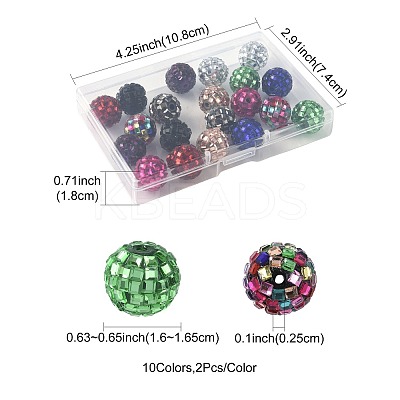 20Pcs 10 Colors Acrylic Rhinestone Beads OACR-FS0002-32-1
