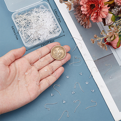 200Pcs Brass Earring Hooks with 200Pcs Plastic Ear Nuts FIND-BBC0015-81-1
